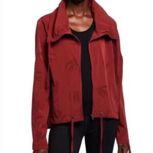 Nanette Lepore Play Ruched Swan Preforated Jacket sz L cinnamon